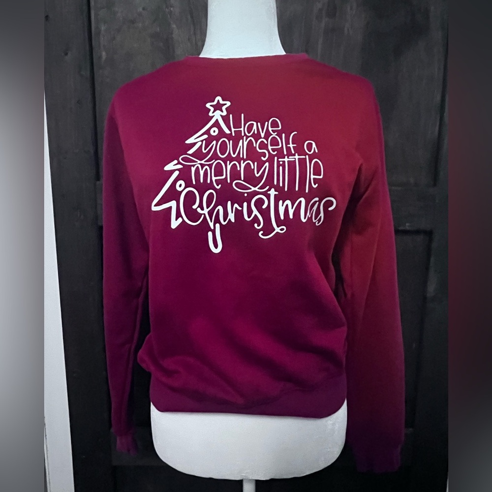 SHEIN Red Crew Neck Sweater with Festive Christmas Design